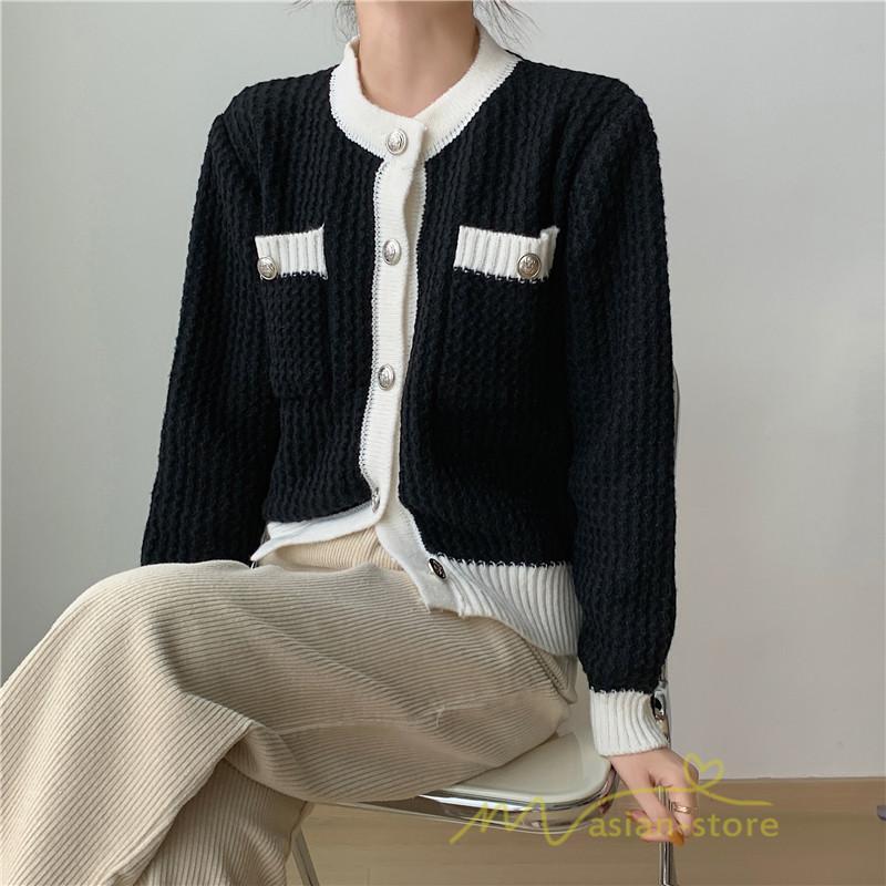 カーディガン | 2022秋冬ニットショート丈 レディース フロントボタン 羽織り ポケット アウター ニット セーター 大人 20代40代 やさしい 通学通勤 長袖