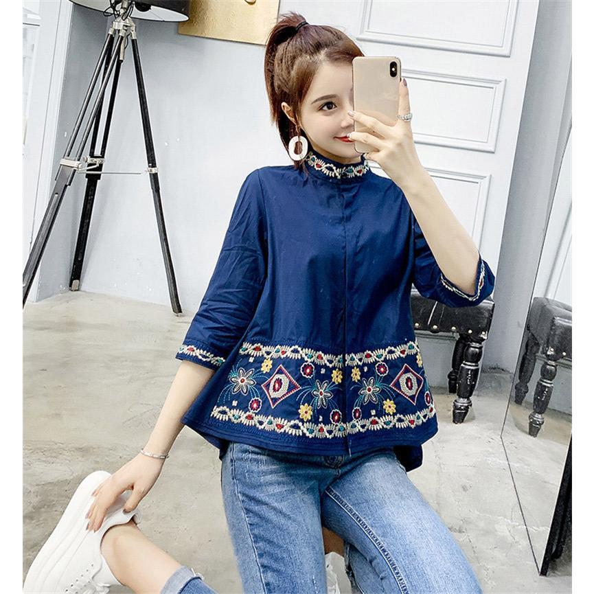 シャツ・ブラウス | シャツ ブラウス レデイース 刺繍 花柄 トップス ファッション シンプル デイリーコーデ エスニック トレンド お出かけ フェミニン エレガント カジュアル