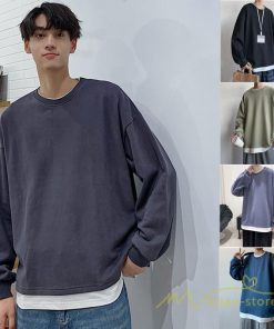 Tシャツ | ロングT メンズ 長袖 秋物 フェイク 切り替え レイヤード 重ね着風 20代30代 無地 カジュアル トレーナー 通学通勤 40代50代 カットソー