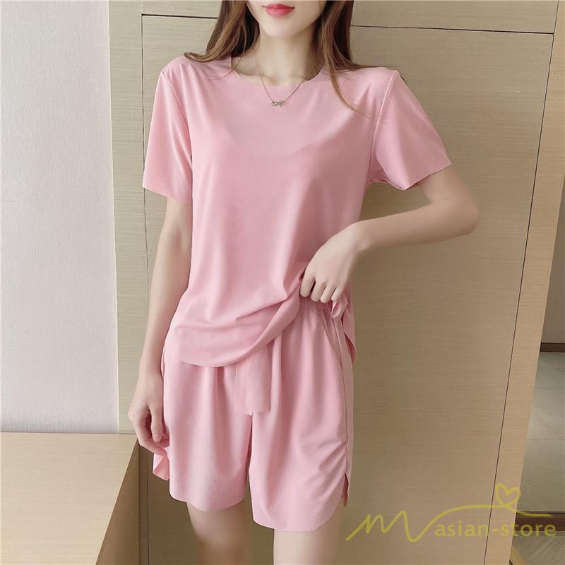 パジャマ ルームウェア | パジャマ レディース 夏 半袖 ルームウェア 涼しい 部屋着 ナイトウェア 寝間着 柔らかく軽い薄手の快適Tシャツパジャマ 薄手パジャマ 部屋着 上下セット