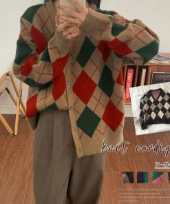 カーディガン | アーガイル柄ニットカーデ