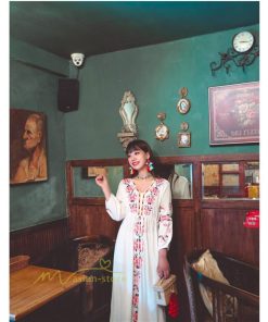 マキシ | ワンピース レディース 40代 春秋 キレイめ マキシ丈ワンピース 綿麻 リネンワンピ Vネック 刺繍 リボン付き アウター カジュアル 着痩せ ルームウェア デート