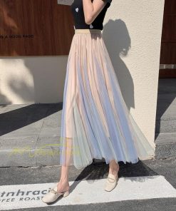 スカート | レディース チュール春夏 コーデ ウエストゴム ロングフレア着痩せ 通勤 配色 マキシ カジュアル 上品 20代30代40代50代