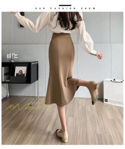 スカート | フィッシュテールレディース 無地 フレア きれいめ 仕事 カジュアル おしゃれ ひざ下丈 ビジネス 大きいサイズ 秋冬コーデ ファスナー OL