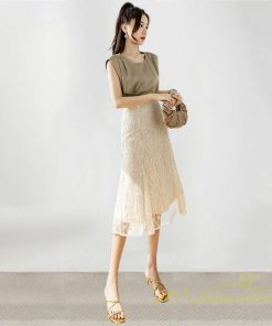 スカート | レーススカートロング丈 ハイウエスト エレガント キレイめ 通勤 日常 大人 リゾートロング 秋 花柄 柔らか 無地 ボトムス レディース ンプル