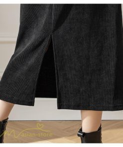 スカート | Aライン秋冬コーデ ウエストゴム カジュアル 20代 30代 着痩せ 秋 冬 ひざ下丈 パイル地 OL 40代 ポケット ビジネス 50代 裾口スリット
