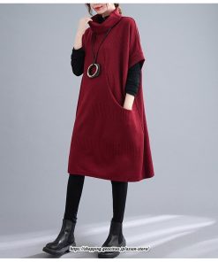 マキシ | ニットワンピース レディース チュニック デザイン タートルハイネック ニット 暖か 斜めスリット 着痩せ キレイめ 上品 おしゃれ フェミニン 通勤