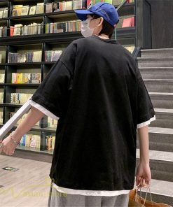 Tシャツ | メンズ 夏物 半袖 五分袖 フェイク レイヤード 重ね着風 無地 おしゃれ プルオーバー オーバーサイズ カジュアル 30代 20代 40代 ゆったり 男性着