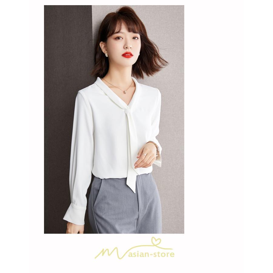 シャツ・ブラウス | ブラウス レディース 長袖 秋冬 オフィス フォーマル スーツ インナー 白 シフォン 大きいサイズ ビジネス 20代 通勤 40代 体型カバー 30代 秋服