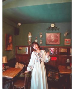 マキシ | マキシワンピース レディース ワンピース ドレス マキシ丈ワンピース 通勤 結婚式 夏服 体型カバー 刺繍 Vネック 長袖 きれいめ 秋ワンピース 人気 カジュアル