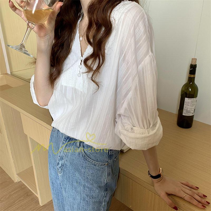 シャツ・ブラウス | カットソー 長袖 Tシャツ レディース おしゃれ 韓国ファッション トップス 上品 30代 40代 カジュアル 春夏 エレガント お出かけ ブラウス 着痩せ 上品 通勤通学
