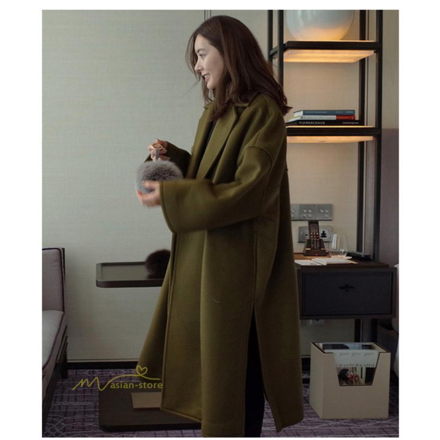 チェスターコート | 即日ロングコート レディース 秋冬 アウター アーミーグリーン 無地 長袖 シンプル 大人 コート 30代40代50代 ミモレ丈 防風 冬 春