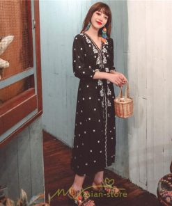 マキシ | ワンピース 七分袖 春夏秋 ロング丈 コットン 大人可愛い  ゆったり 柔らかい シンプル カジュアル ナチュラル 旅行 Aライン エスニック 着痩せ 刺繍 リゾート