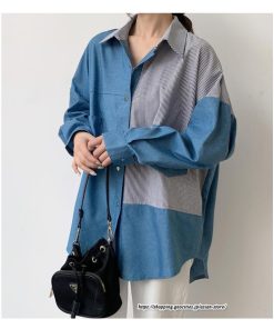 シャツ・ブラウス | ドッキングシャツ レディース 秋物 切替 デニムシャツ ライトアウター トップス 前後差 ゆったり 大きめ 長袖シャツ 20代40代 体型カバー 大人 通学通勤