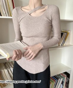 ニット・セーター | カットソー ニット レディース リブニット 長袖 秋冬 春 トップス スリム ストレッチ インナー 無地 通学通勤 着痩せ プルオーバー 長袖カットソー 長袖ニット