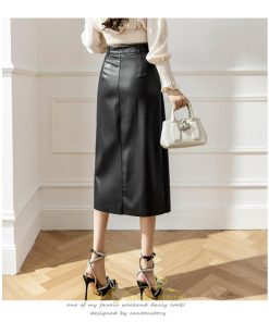 スカート | レザーフレアロング レディース  ボトムス ロングAライン ミモレ丈 かっこいい スリット オシャレ 着痩せ キレイめ