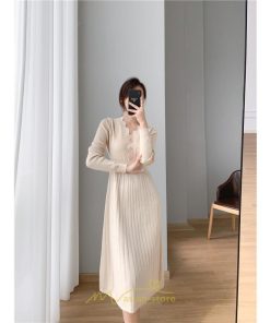 ニットワンピース | ワンピース 春 春服 レディース 長袖 ゆったり 秋 冬 ロング丈 可愛い 2022秋冬 暖か 通勤 おしゃれ デート 20代30代40代50代 女子会 同窓会