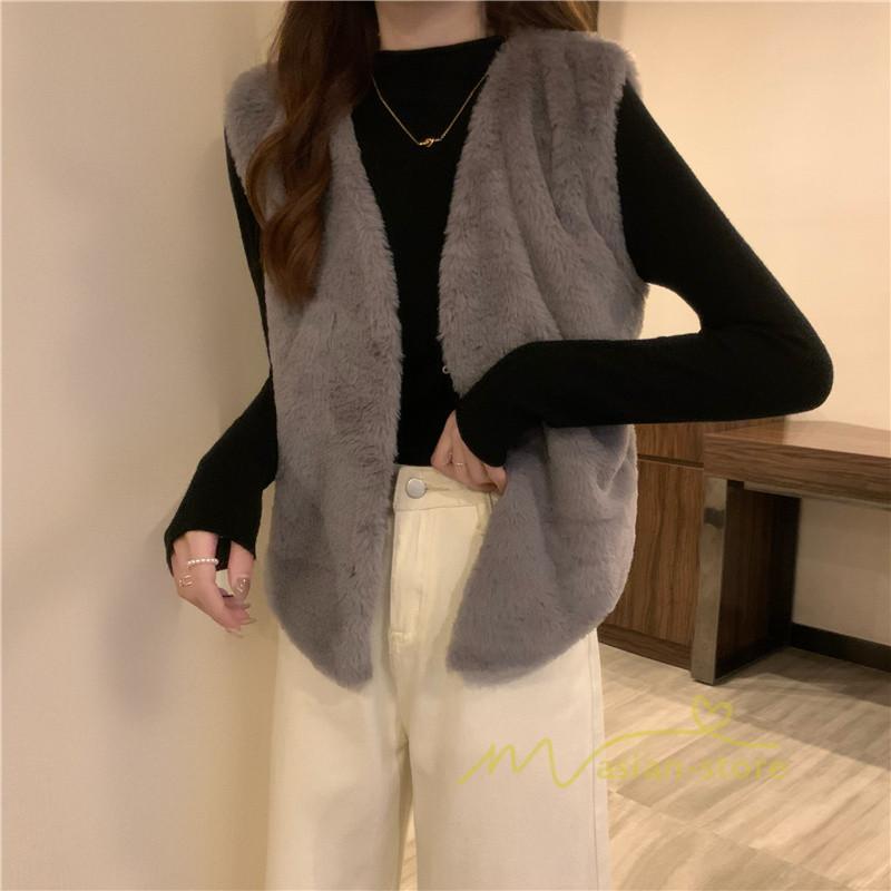 ベスト | ファーレディース 秋冬 ショート丈 アウター ジレ 羽織り 前開き ボタン カーディガン 袖なし 送料無料 コーデ フェイクファー ノーカラー