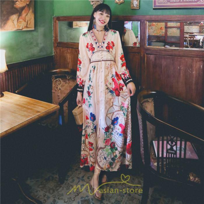 マキシ | マキシワンピース レディース ロング丈 大人 ワンピ 花柄 夏秋 Vネック カジュアル 着やせ きれいめ 撮影 人気 二次会 パーティー 通気 ゆったり 夏秋服