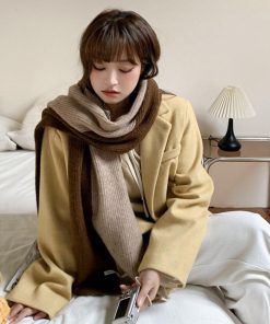 マフラー | ニット配色 レディース 秋冬