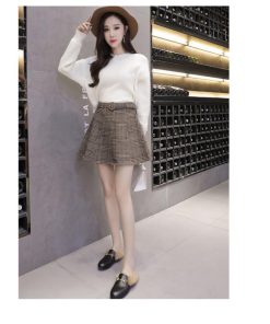 在庫ある | 短納期フレアスカートAラインスカート ミニ丈スカート ハイウエスト 体型カバー 裏地付き ウエストベルト付き チェックスカート 可愛い ラシャスカート 通学通勤