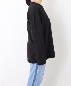 Tシャツ・カットソー | レディーストップス 英字ロゴ 体型カバー 韓国 Tシャツ ゆったり 長袖カットソー