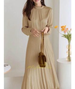 マキシ | ワンピース レデイース ロング丈 長袖 プリーツ ベルト付き 春夏 おしゃれ きれいめ 通勤 二次会 大人 20代 着痩せ 秋新作 30代 40代 エレガント カジュアル