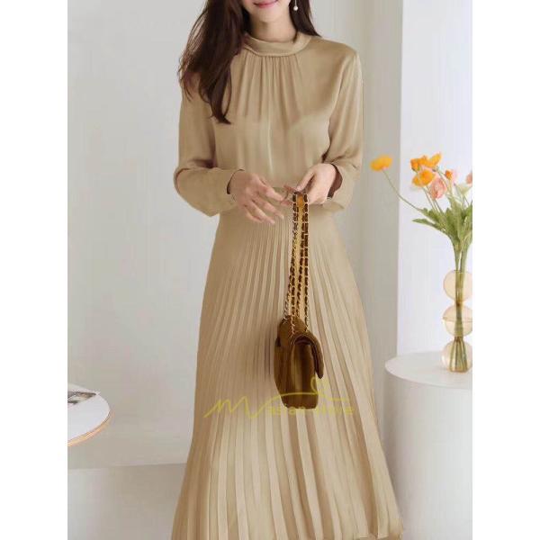 マキシ | ワンピース レデイース ロング丈 長袖 プリーツ ベルト付き 春夏 おしゃれ きれいめ 通勤 二次会 大人 20代 着痩せ 秋新作 30代 40代 エレガント カジュアル