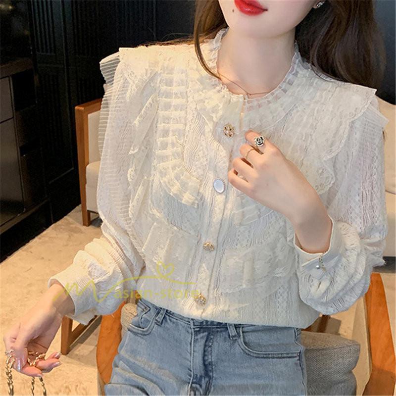 シャツ・ブラウス | ブラウス レディース きれいめ 春秋 40代 30代 長袖 カジュアルブラウス 可愛い おしゃれ 韓国風 通勤 着回し お出かけ エレガント 着痩せ 上品 レースシャツ