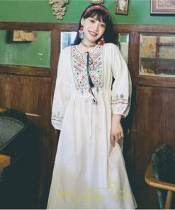 マキシ | ワンピース 長袖 夏 秋 レディース 綿麻 きれいめ ロング リゾート  体型カバー イベント デート デート服 ジャーニー 女子会 旅行 外出 楽ちん エスニック風