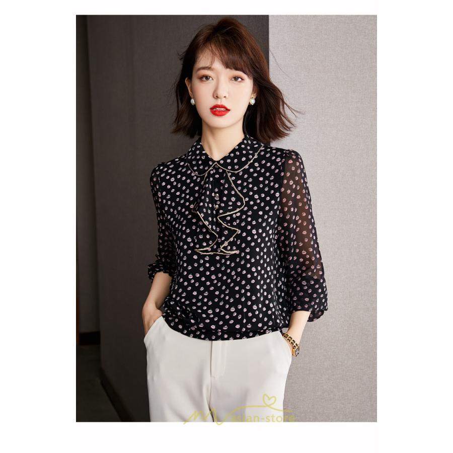 シャツ・ブラウス | ブラウス レディース 長袖 秋冬 オフィス フォーマル スーツ 黒 シフォン 大きいサイズ ビジネス 通勤 体型カバー 50代 40代 20代 フェミニン 30代 秋服