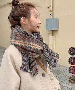 マフラー | チェック柄大判ストール 両面マフラー秋冬