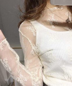 シャツ・ブラウス | トップス レディース チュール ハイネック 長袖 レース レースインナー トップス シースルー