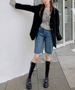 ニーハイブーツ | 厚底 ロングブーツ レースアップ 韓国風