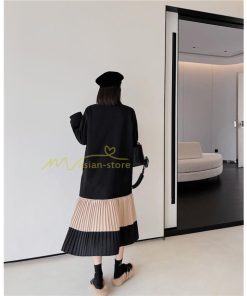 マキシ | スウェットワンピース ロングワンピース スウェット プリーツ裾 切り替え ゆったり 体型カバー 大きいサイズ 50代 かわいい 秋冬 大人 20代30代