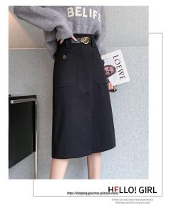 スカート | ミモレ丈 ひざ丈 レディース スリット リゾート 体型カバー 着痩せ Aライン 上品 2022新作 オシャレ キレイめ 韓国風 ポケット 秋冬