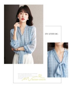 シャツ・ブラウス | ブラウス シャツ 秋 秋服 レディース 蝶結び チェック柄 春 秋 新作 シフォン 長袖 ゆったり 可愛い キレイめ エレガント おしゃれ お出かけ 通勤 カジュアル