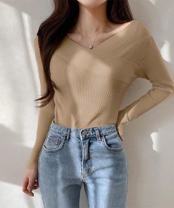 ニット・セーター | ニットトップス Vネック 肌見せ 韓国風
