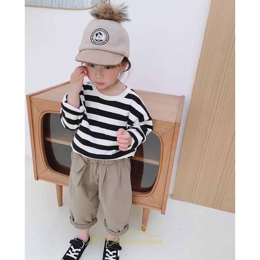 衣装 服 | 子供服 長袖Tシャツ キッズ 男の子 女の子 ロンT トップス 長袖 コットン 春 秋 カジュアル ボーダー柄 ナチュラル 可愛い 男女兼用
