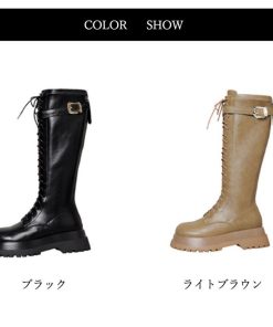 ニーハイブーツ | 厚底 ロングブーツ レースアップ 韓国風