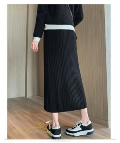 スカート | マタニティ秋 冬 レディース マタニティウェア 妊婦服 産前 産後 シンプル 無地 きれいめ リブニット ゆったり ハイウエスト ウエスト調整