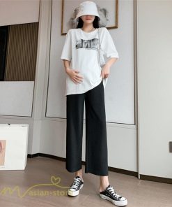 パンツ レギンス | ワイドパンツ マタニティウェア 妊婦服 サマーパンツ 着痩せ 上品 無地 マタニティパンツ 大きいサイズ サマー 夏服 お出かけ 日常感 妊婦服 産前 ウエストゴム