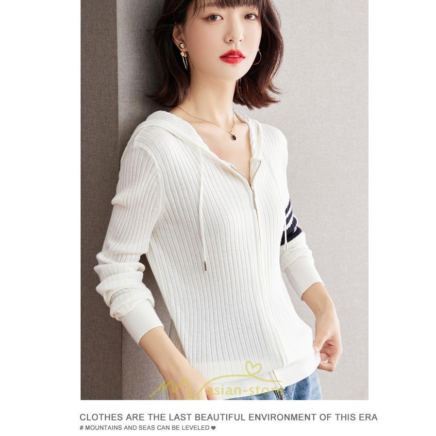 ニット・セーター | カーディガン レディース ニット 上品 カーデ ジャケット シンプル 長袖 秋 冬 秋冬 大人 レトロ風 着痩せ ウール 通勤 カジュアル フード付き 楽チン