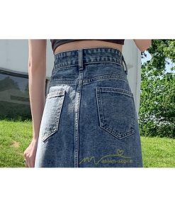 スカート | フロントスリット入れデニム秋物 レディース ロング丈 ハイウエスト タイトAライン美ライン 通学通勤 フェミニン 大人 おしゃれ