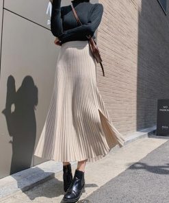 フレアスカート | ニットスカート レディース ハイウエスト フレアスカート