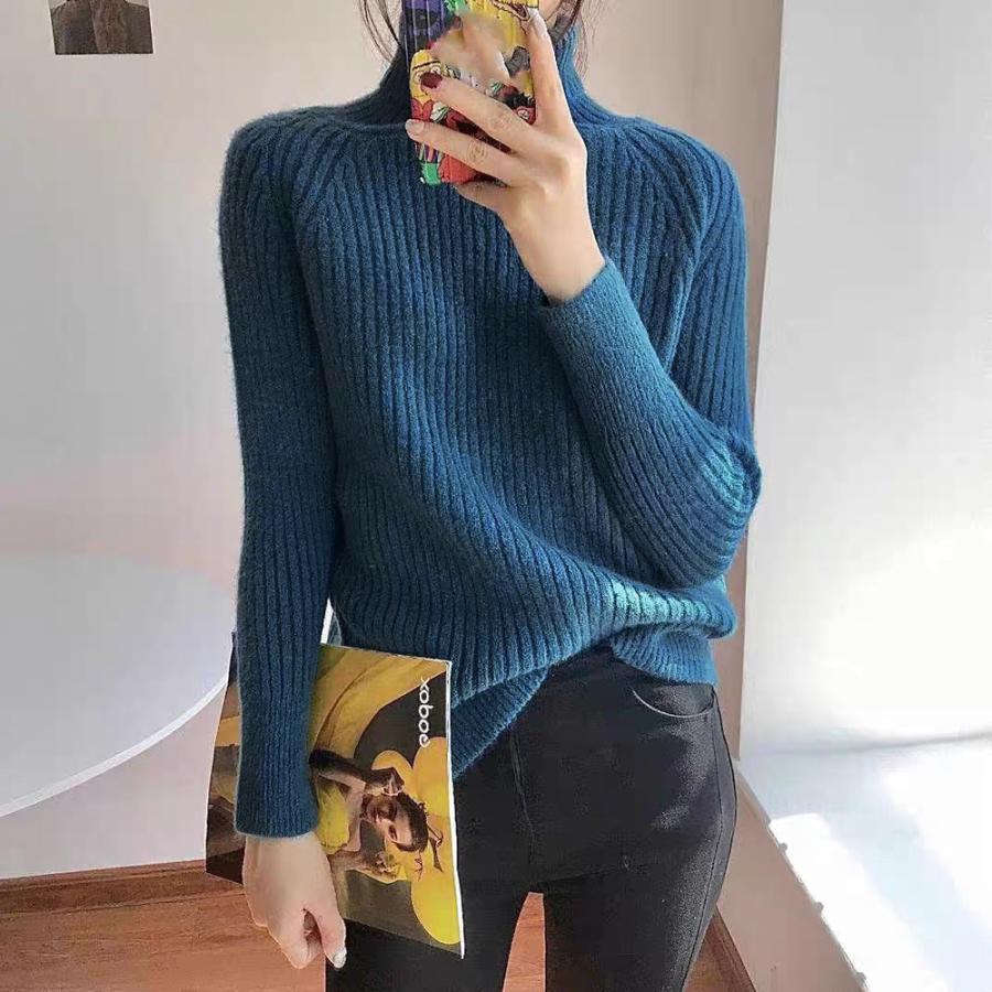 ニット・セーター | リブニットトップス タートルネック 韓国