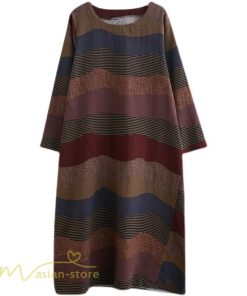 マキシ | ワンピース ロング丈 レディース シンプル 長袖ワンピース Aライン 秋コーデ カジュアル 丸首 40代 体型カバー ゆるワンピース 大きいサイズ ゆったり 50代