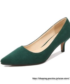 パンプス | スエードレディースシューズ ポインテッドトゥ ピンヒール スリッポン ストラップなし 滑り止めソール ミドルヒール ビジネス 大人 無地 上品