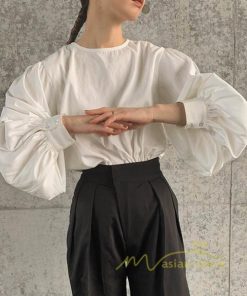 シャツ・ブラウス | 長袖ブラウス 綿100%ブラウス レディース シャツ 秋物 パフスリーブブラウス 無地 トップス 長袖 夏秋物 20代30代 可愛い ゆったりシルエット OL 大人