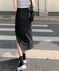 ロングスカート | デニムスカート スリット ハイウエスト